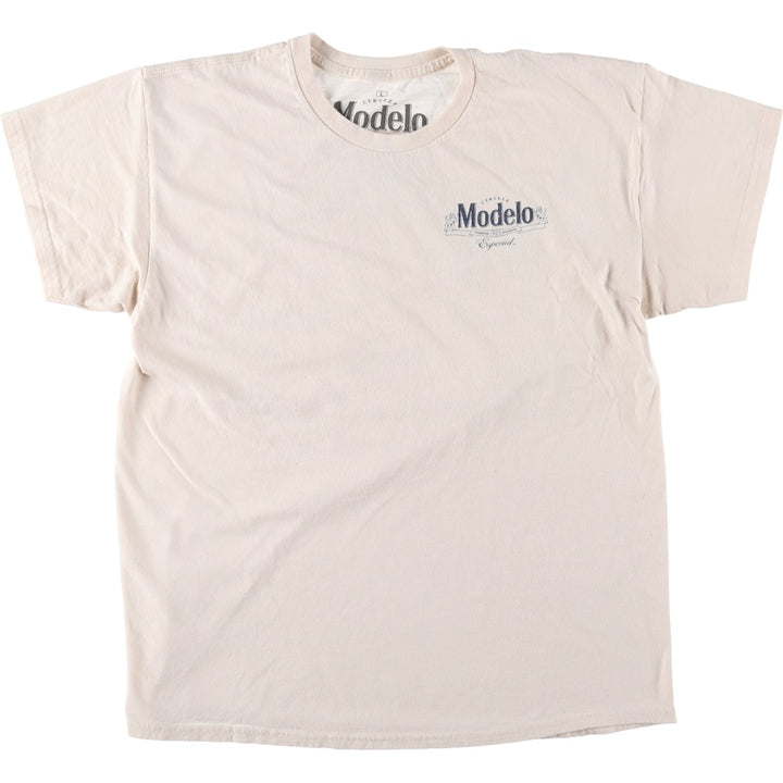 MODELO Advertising T-shirt, Men's Size L (equivalent) cotton Beige type Vintage Second Hand