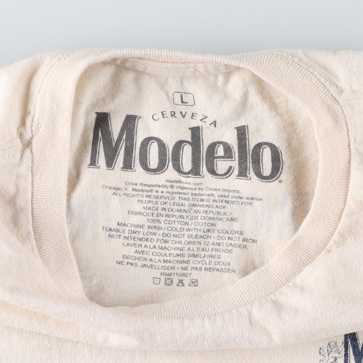 MODELO Advertising T-shirt, Men's Size L (equivalent) cotton Beige type Vintage Second Hand