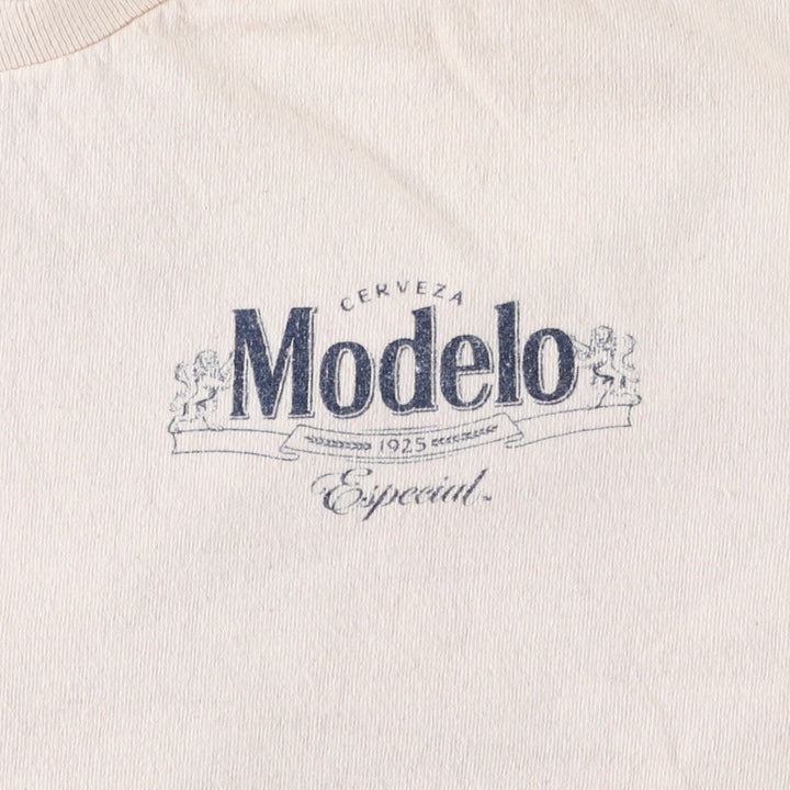 MODELO Advertising T-shirt, Men's Size L (equivalent) cotton Beige type Vintage Second Hand