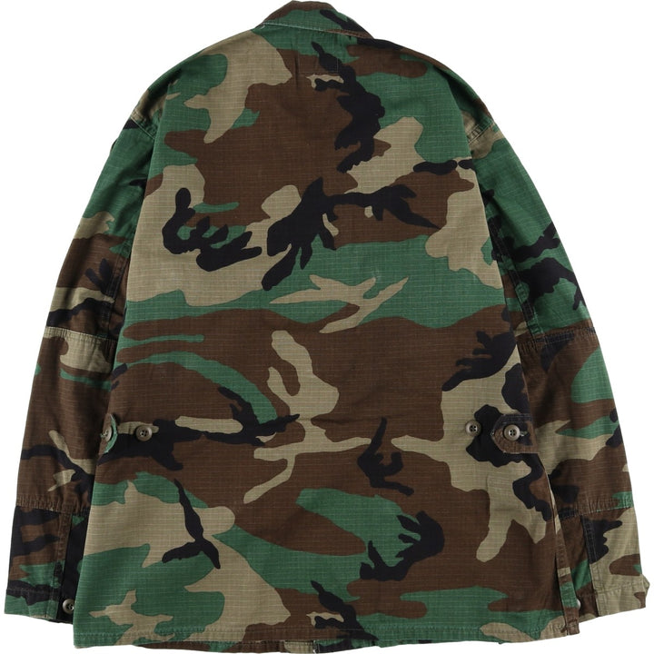 80'S US Military Genuine Camouflage Pattern Woodland Camo Ripstop BDU Military Jacket Made in USA MEDIUM-REGULAR Men's M cotton Khaki type Vintage Second Hand