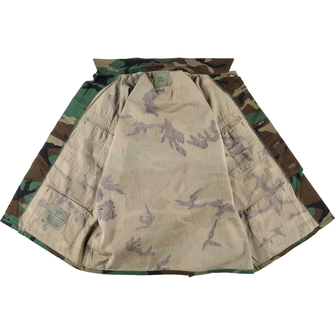 80'S US Military Genuine Camouflage Pattern Woodland Camo Ripstop BDU Military Jacket Made in USA MEDIUM-REGULAR Men's M cotton Khaki type Vintage Second Hand