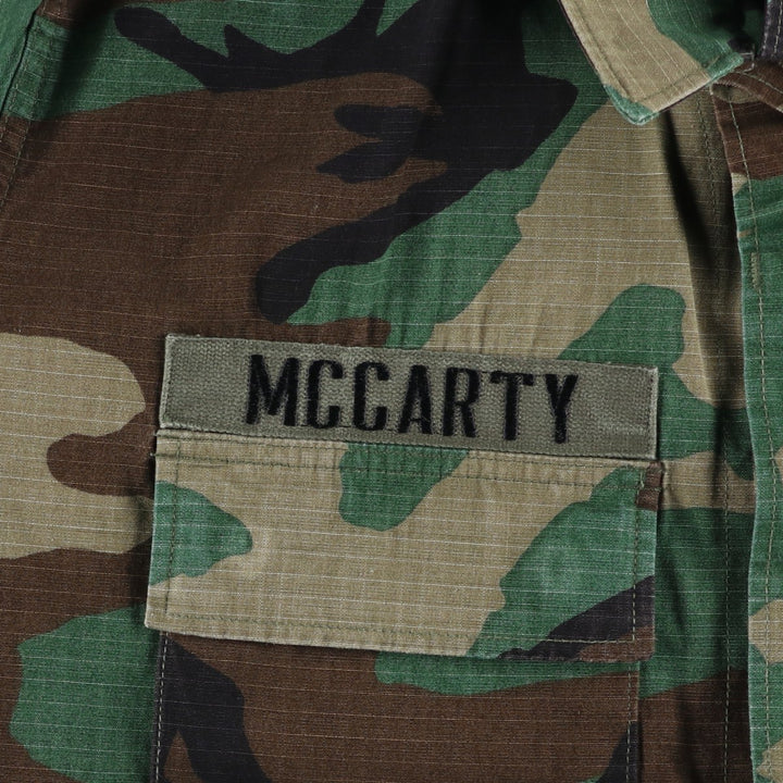 80'S US Military Genuine Camouflage Pattern Woodland Camo Ripstop BDU Military Jacket Made in USA MEDIUM-REGULAR Men's M cotton Khaki type Vintage Second Hand