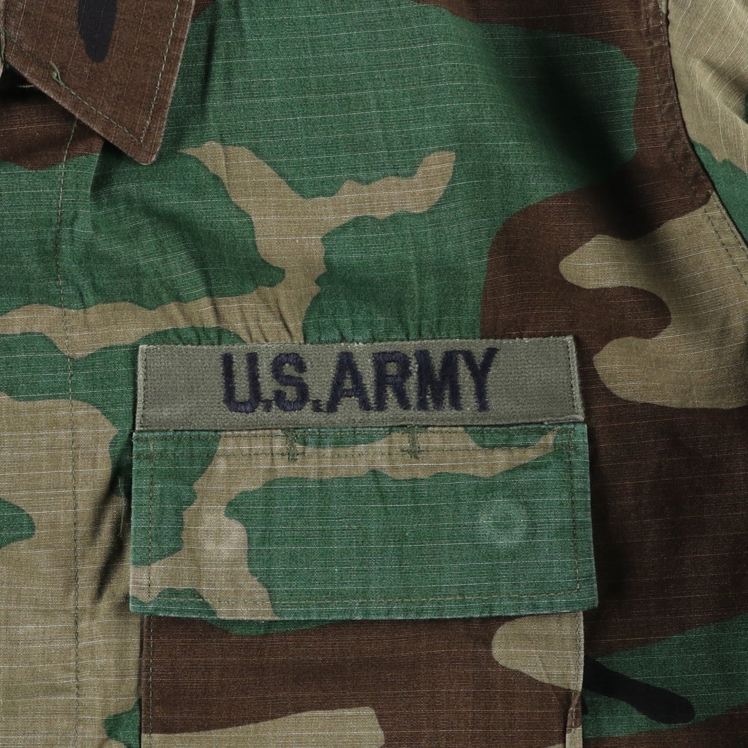 80'S US Military Genuine Camouflage Pattern Woodland Camo Ripstop BDU Military Jacket Made in USA MEDIUM-REGULAR Men's M cotton Khaki type Vintage Second Hand