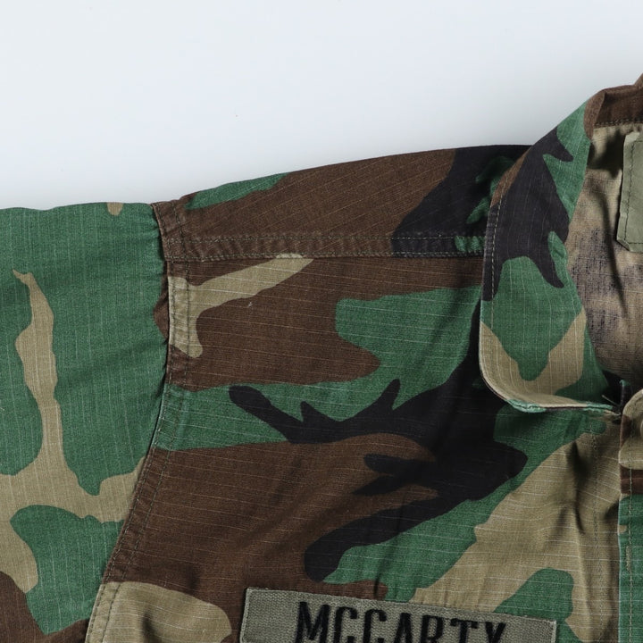 80'S US Military Genuine Camouflage Pattern Woodland Camo Ripstop BDU Military Jacket Made in USA MEDIUM-REGULAR Men's M cotton Khaki type Vintage Second Hand