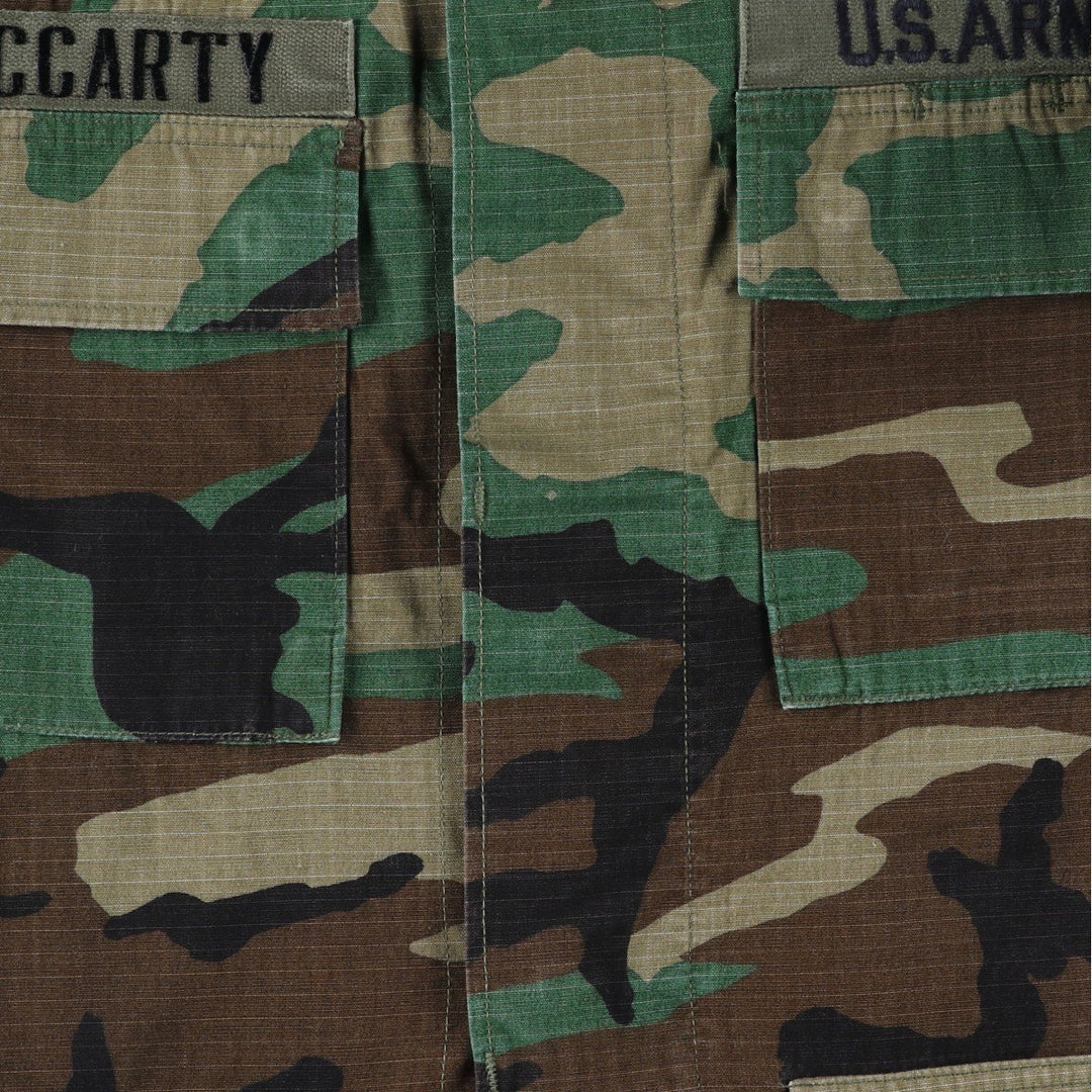 80'S US Military Genuine Camouflage Pattern Woodland Camo Ripstop BDU Military Jacket Made in USA MEDIUM-REGULAR Men's M cotton Khaki type Vintage Second Hand