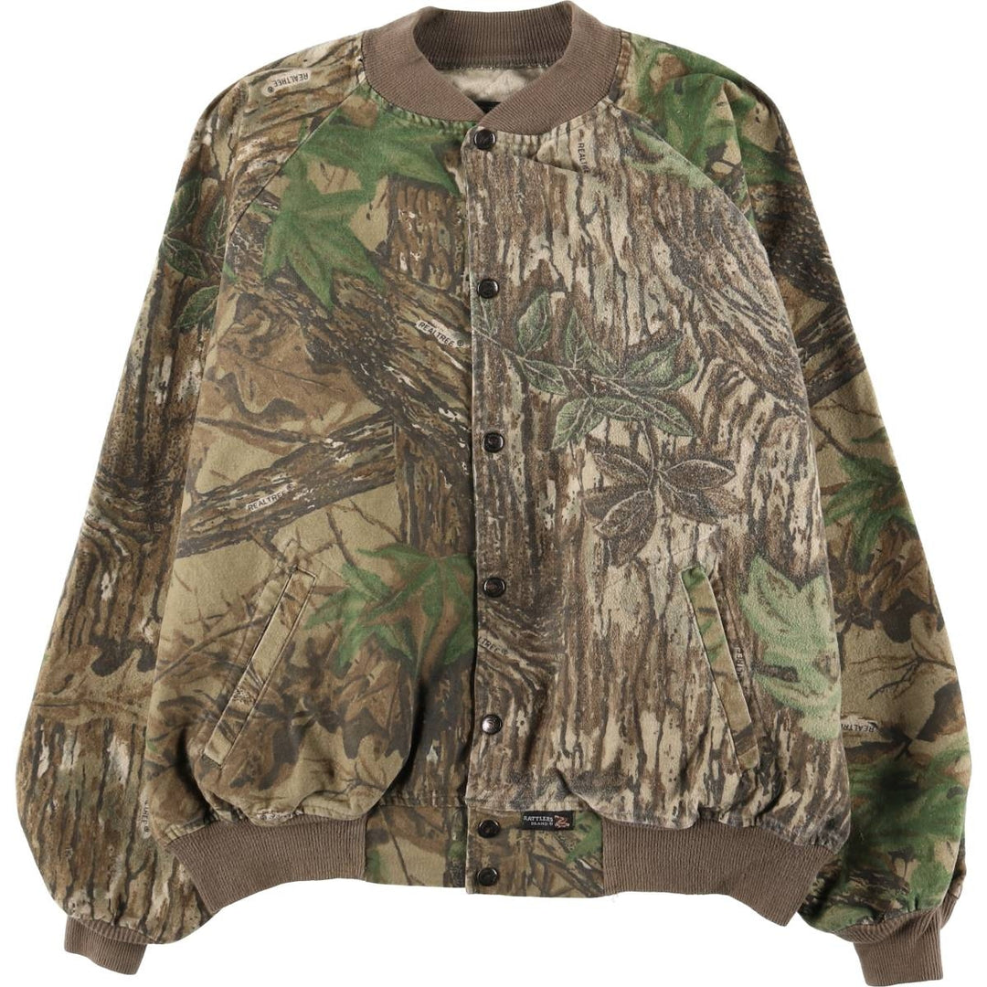 90'S RATTLERS BRAND Camouflage Pattern Real Tree Camo Cotton Blouson, Made in USA, Men's XXL equivalent, Vintage cotton Khaki type Vintage Second Hand