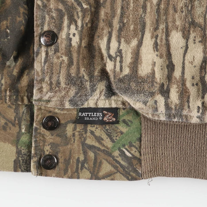90'S RATTLERS BRAND Camouflage Pattern Real Tree Camo Cotton Blouson, Made in USA, Men's XXL equivalent, Vintage cotton Khaki type Vintage Second Hand