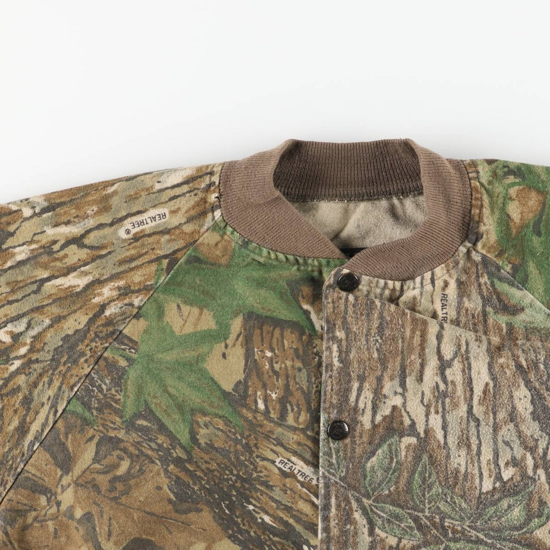 90'S RATTLERS BRAND Camouflage Pattern Real Tree Camo Cotton Blouson, Made in USA, Men's XXL equivalent, Vintage cotton Khaki type Vintage Second Hand