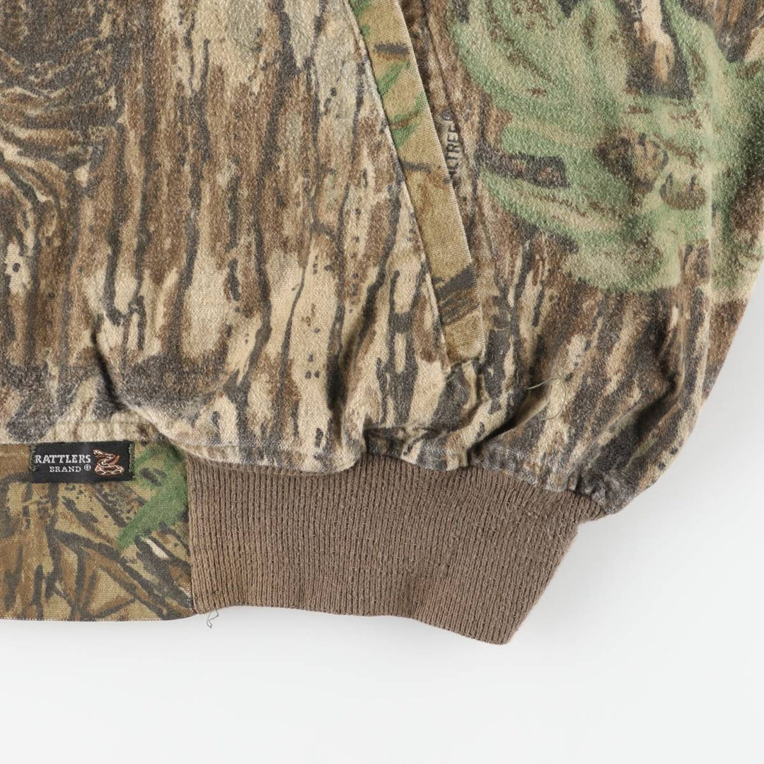 90'S RATTLERS BRAND Camouflage Pattern Real Tree Camo Cotton Blouson, Made in USA, Men's XXL equivalent, Vintage cotton Khaki type Vintage Second Hand