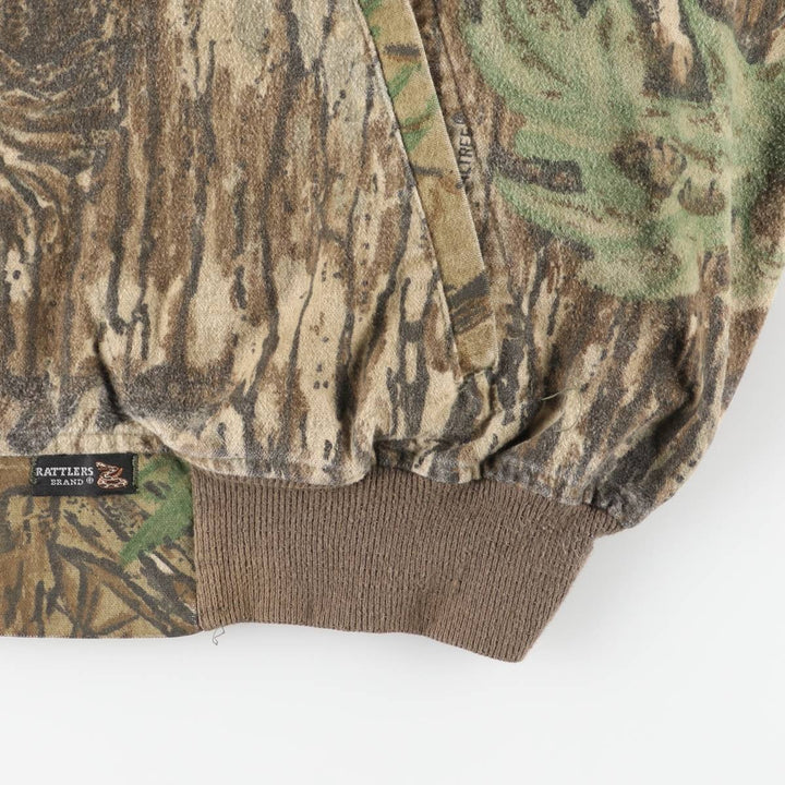 90'S RATTLERS BRAND Camouflage Pattern Real Tree Camo Cotton Blouson, Made in USA, Men's XXL equivalent, Vintage cotton Khaki type Vintage Second Hand