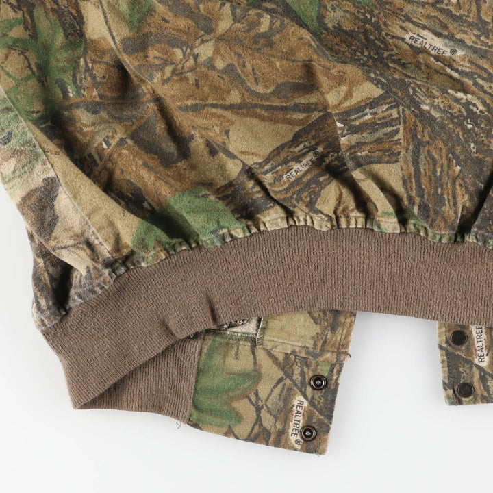 90'S RATTLERS BRAND Camouflage Pattern Real Tree Camo Cotton Blouson, Made in USA, Men's XXL equivalent, Vintage cotton Khaki type Vintage Second Hand