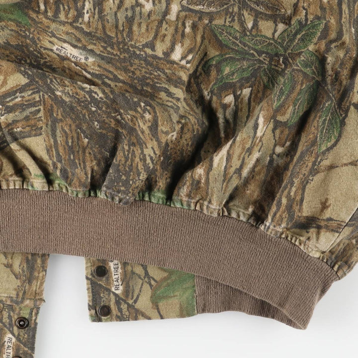 90'S RATTLERS BRAND Camouflage Pattern Real Tree Camo Cotton Blouson, Made in USA, Men's XXL equivalent, Vintage cotton Khaki type Vintage Second Hand