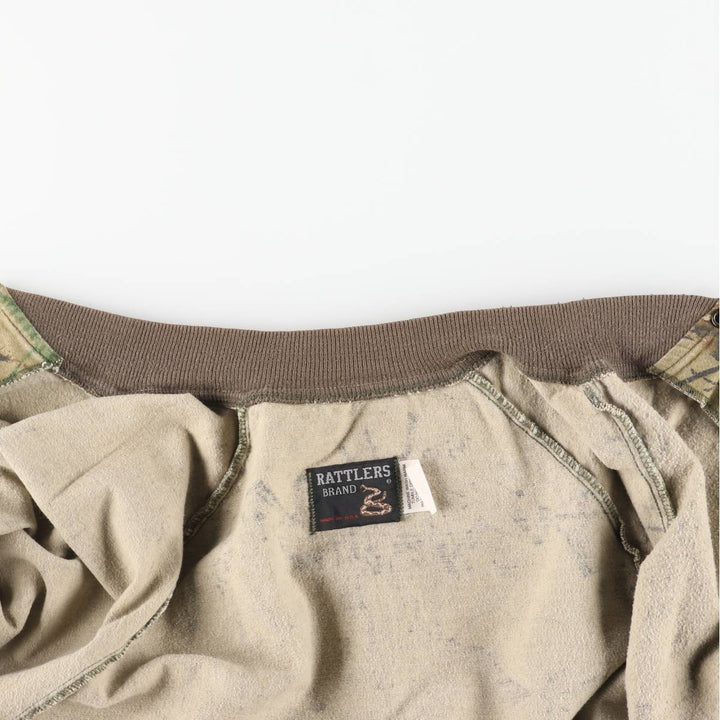90'S RATTLERS BRAND Camouflage Pattern Real Tree Camo Cotton Blouson, Made in USA, Men's XXL equivalent, Vintage cotton Khaki type Vintage Second Hand