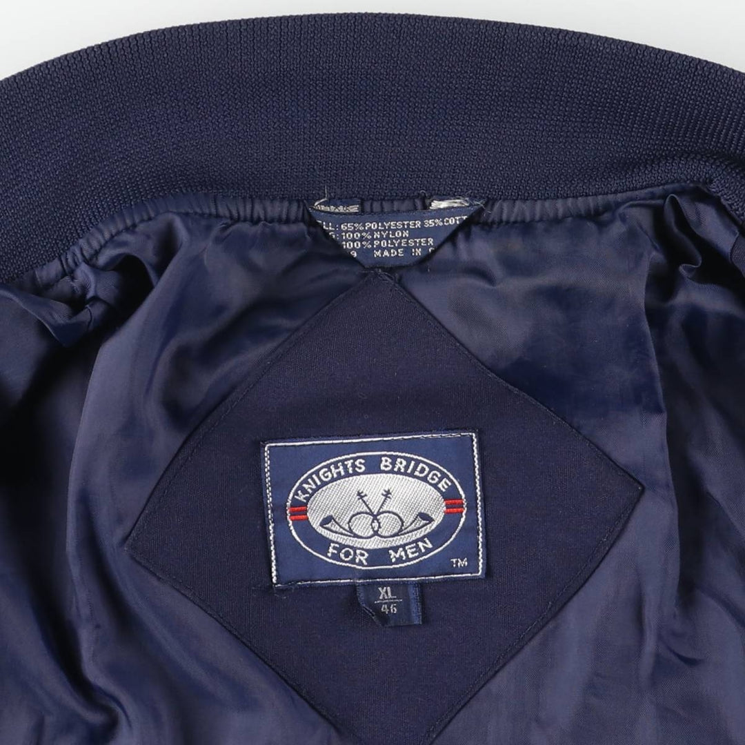 80s-90'S KNIGHTSBRIDGE Derby Jacket Cup Shoulder Jacket Men's XL equivalent Vintage polyester navy blue type Vintage Second Hand