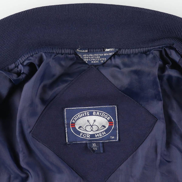 80s-90'S KNIGHTSBRIDGE Derby Jacket Cup Shoulder Jacket Men's XL equivalent Vintage polyester navy blue type Vintage Second Hand