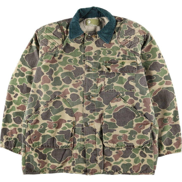 1970'S JC Penney Hunting Apparel Camouflage Pattern Duck Hunter Camo Hunting Jacket, Men's Size XL (approx.), Vintage unclear Khaki type Vintage Second Hand
