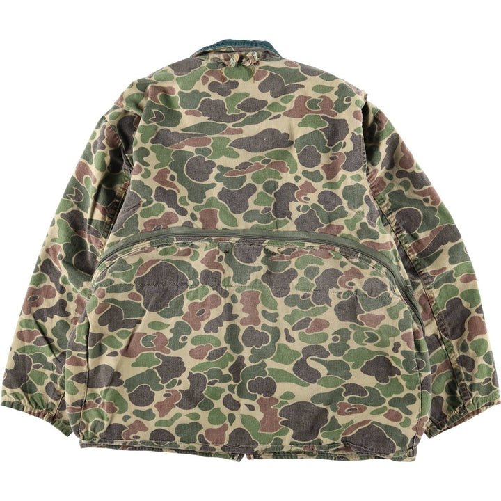 1970'S JC Penney Hunting Apparel Camouflage Pattern Duck Hunter Camo Hunting Jacket, Men's Size XL (approx.), Vintage unclear Khaki type Vintage Second Hand