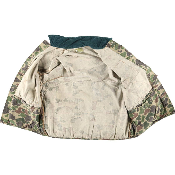 1970'S JC Penney Hunting Apparel Camouflage Pattern Duck Hunter Camo Hunting Jacket, Men's Size XL (approx.), Vintage unclear Khaki type Vintage Second Hand