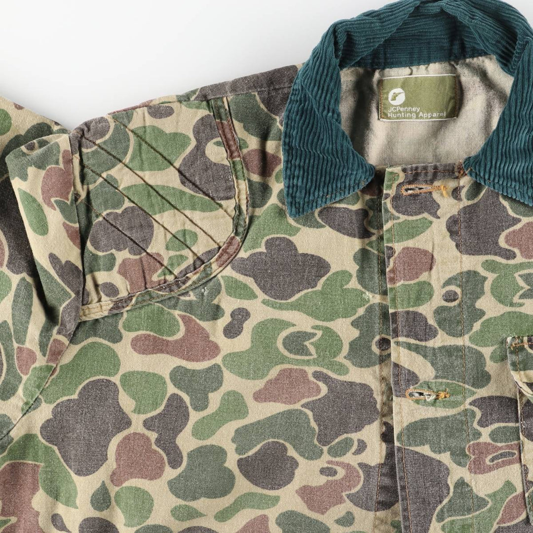 1970'S JC Penney Hunting Apparel Camouflage Pattern Duck Hunter Camo Hunting Jacket, Men's Size XL (approx.), Vintage unclear Khaki type Vintage Second Hand