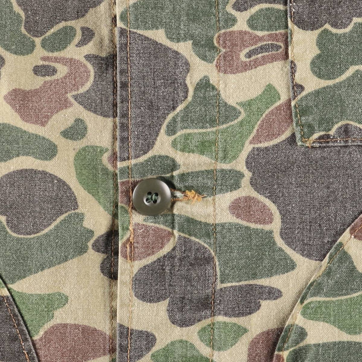 1970'S JC Penney Hunting Apparel Camouflage Pattern Duck Hunter Camo Hunting Jacket, Men's Size XL (approx.), Vintage unclear Khaki type Vintage Second Hand