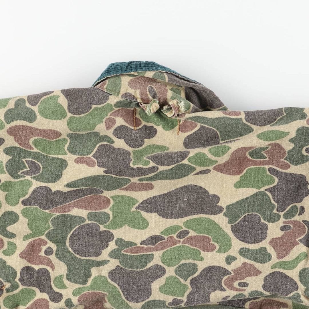 1970'S JC Penney Hunting Apparel Camouflage Pattern Duck Hunter Camo Hunting Jacket, Men's Size XL (approx.), Vintage unclear Khaki type Vintage Second Hand