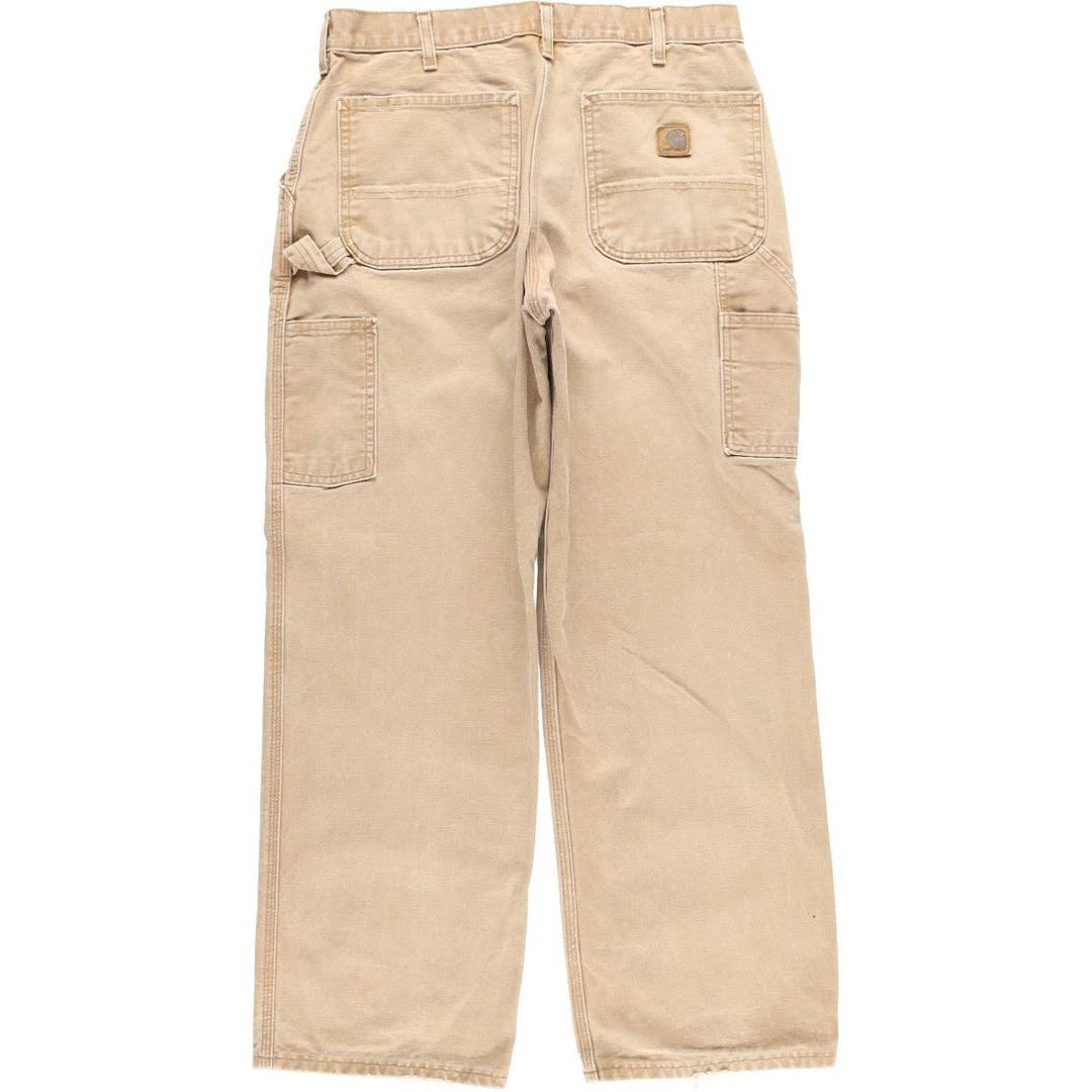 2000'S Carhartt Dungaree Fit Duck Painter Pants, Made in USA, Men's Size W32 cotton Beige type Vintage Second Hand