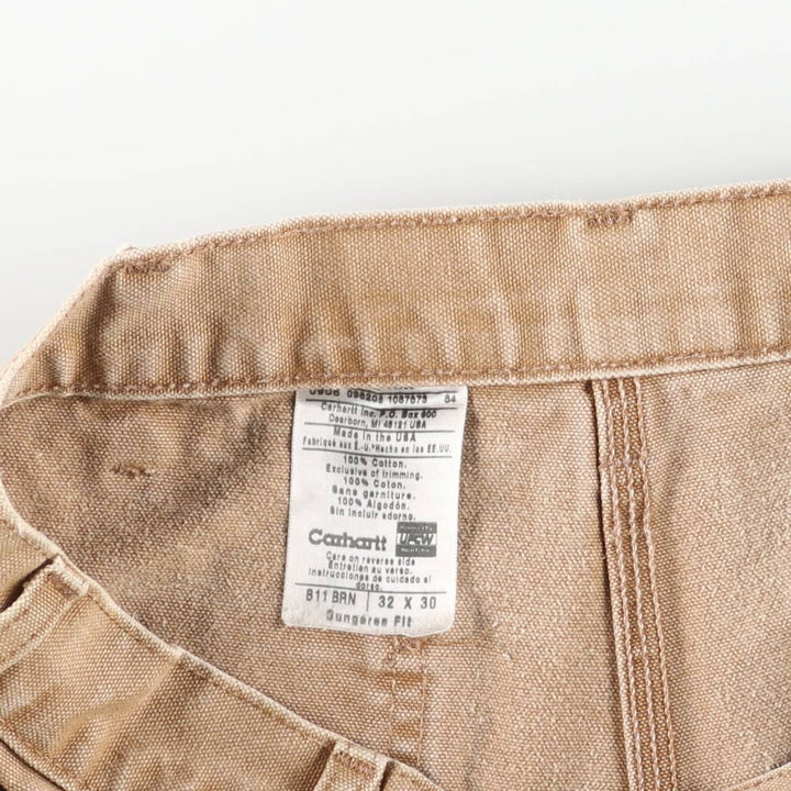 2000'S Carhartt Dungaree Fit Duck Painter Pants, Made in USA, Men's Size W32 cotton Beige type Vintage Second Hand