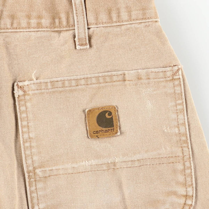 2000'S Carhartt Dungaree Fit Duck Painter Pants, Made in USA, Men's Size W32 cotton Beige type Vintage Second Hand