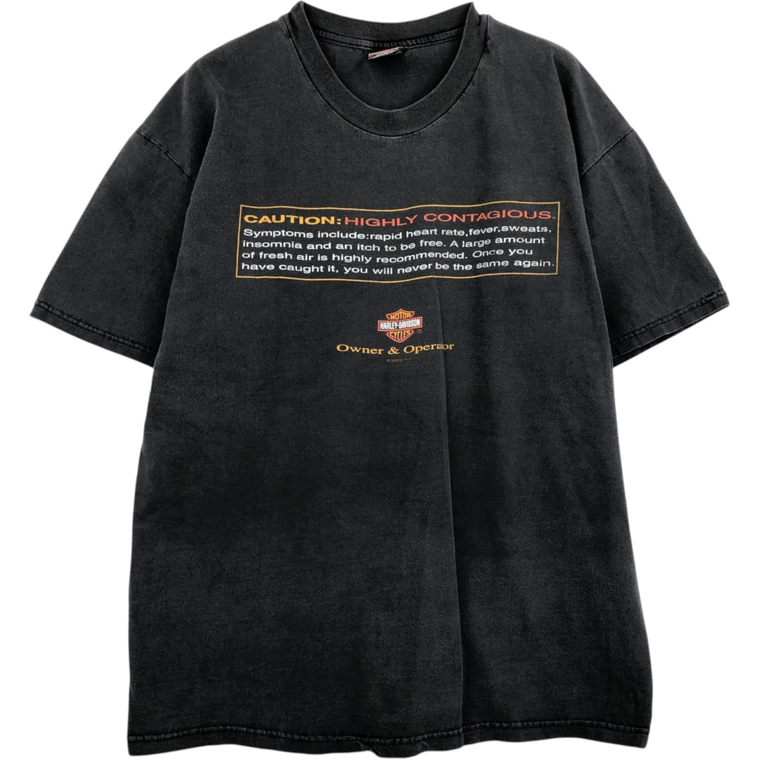 00'S Harley-Davidson Eagle Pattern Motorcycle Bike T-shirt Made in USA Men's XL cotton gray type Vintage Second Hand