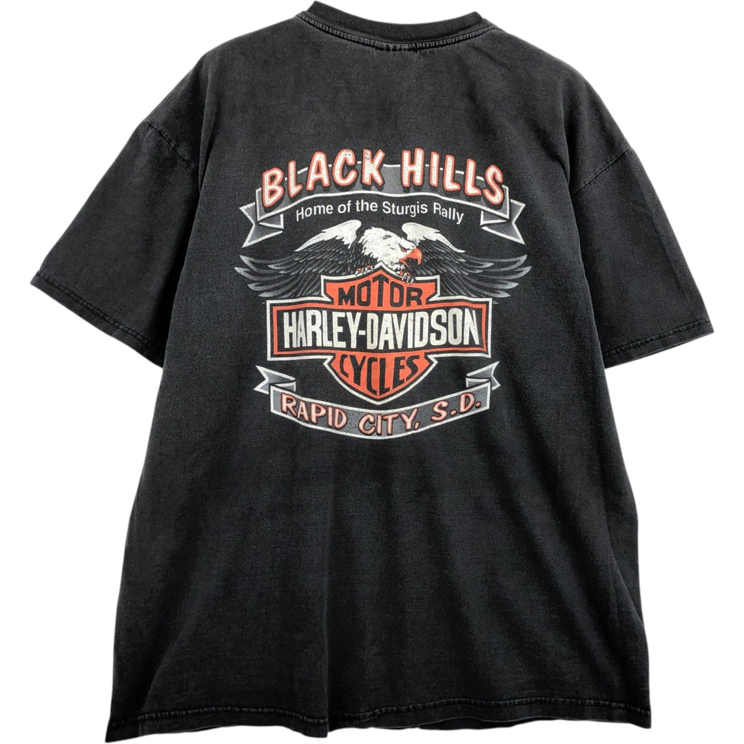 00'S Harley-Davidson Eagle Pattern Motorcycle Bike T-shirt Made in USA Men's XL cotton gray type Vintage Second Hand
