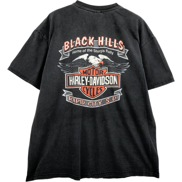 00'S Harley-Davidson Eagle Pattern Motorcycle Bike T-shirt Made in USA Men's XL cotton gray type Vintage Second Hand