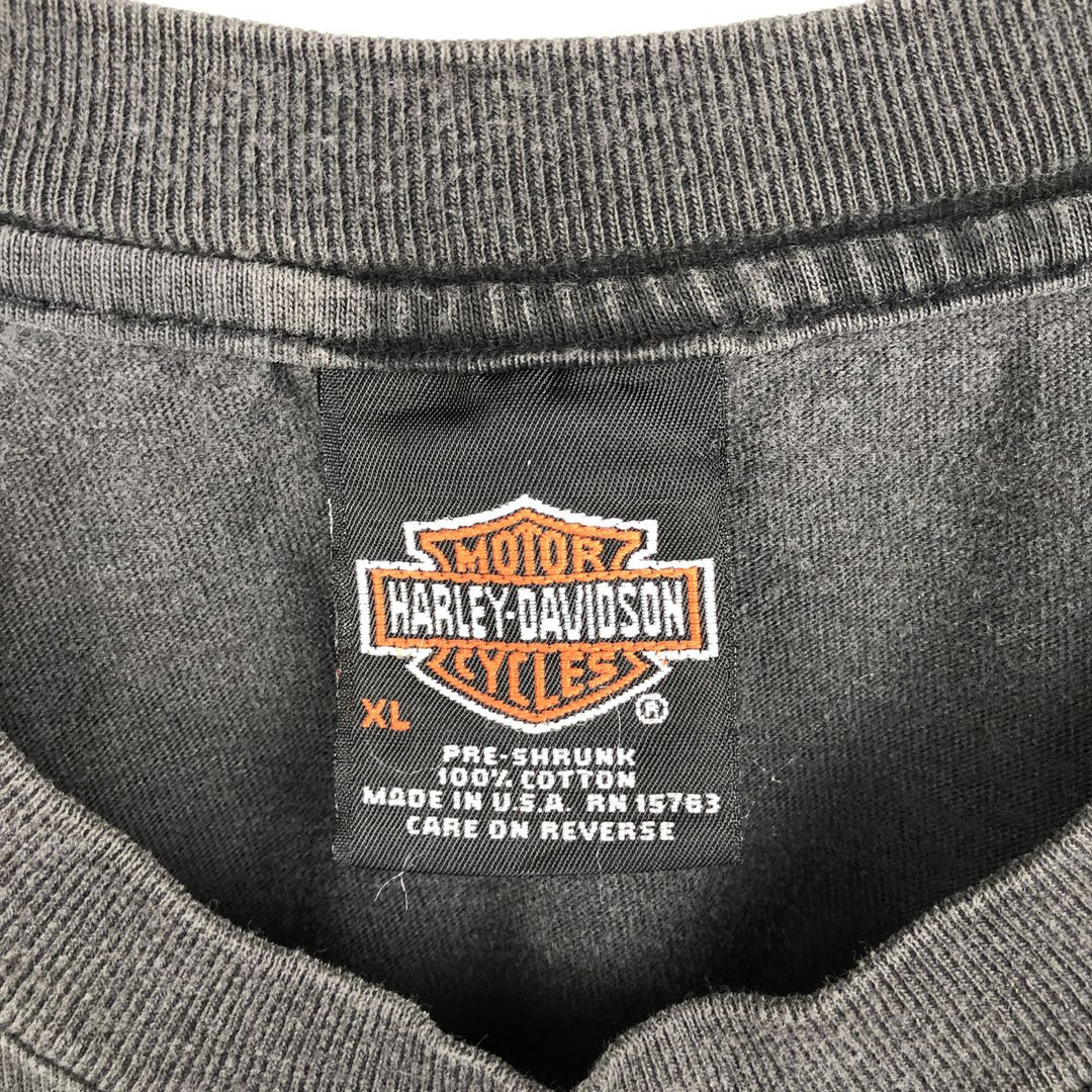 00'S Harley-Davidson Eagle Pattern Motorcycle Bike T-shirt Made in USA Men's XL cotton gray type Vintage Second Hand