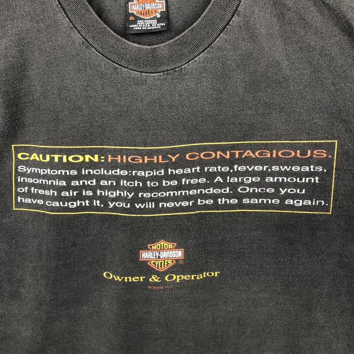 00'S Harley-Davidson Eagle Pattern Motorcycle Bike T-shirt Made in USA Men's XL cotton gray type Vintage Second Hand