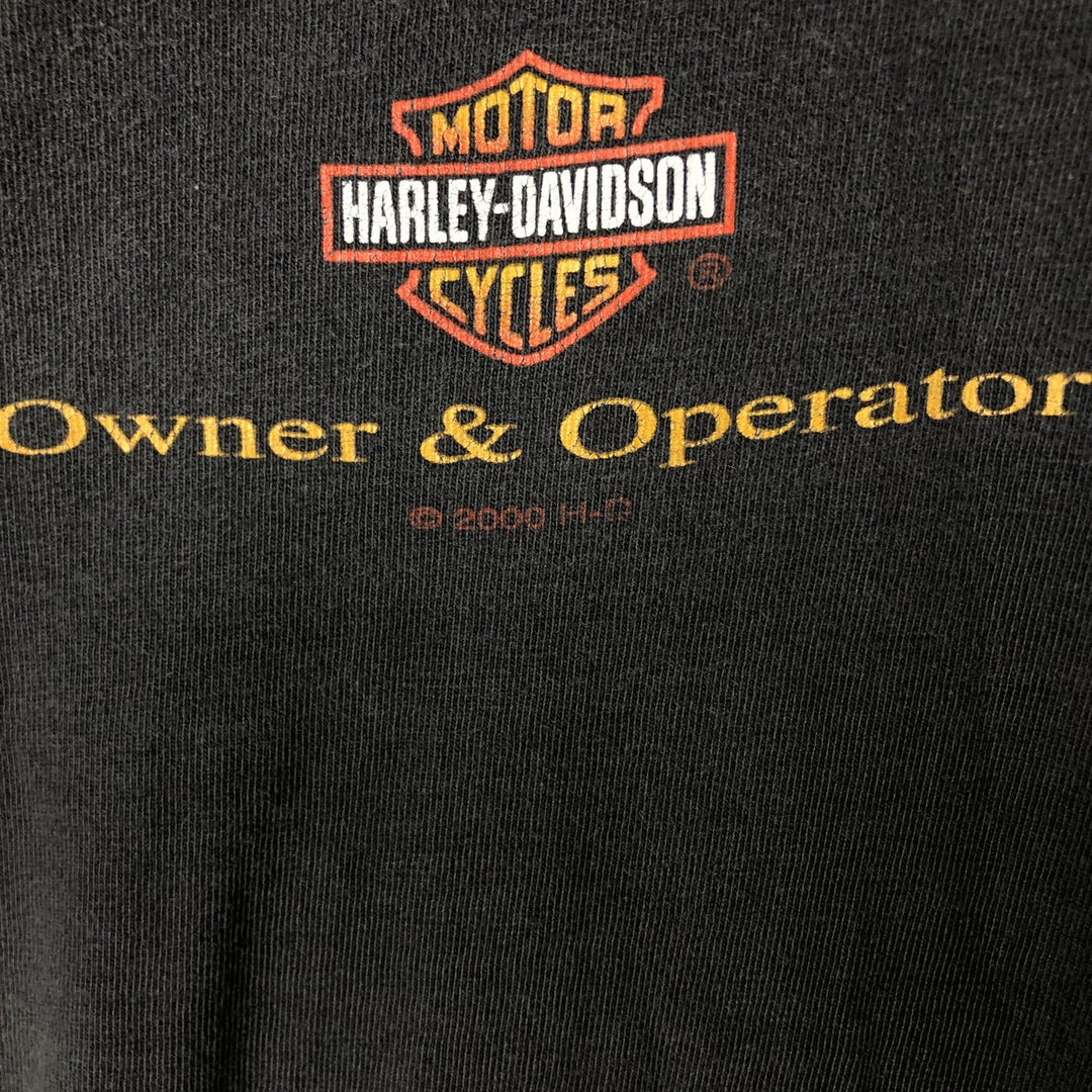 00'S Harley-Davidson Eagle Pattern Motorcycle Bike T-shirt Made in USA Men's XL cotton gray type Vintage Second Hand