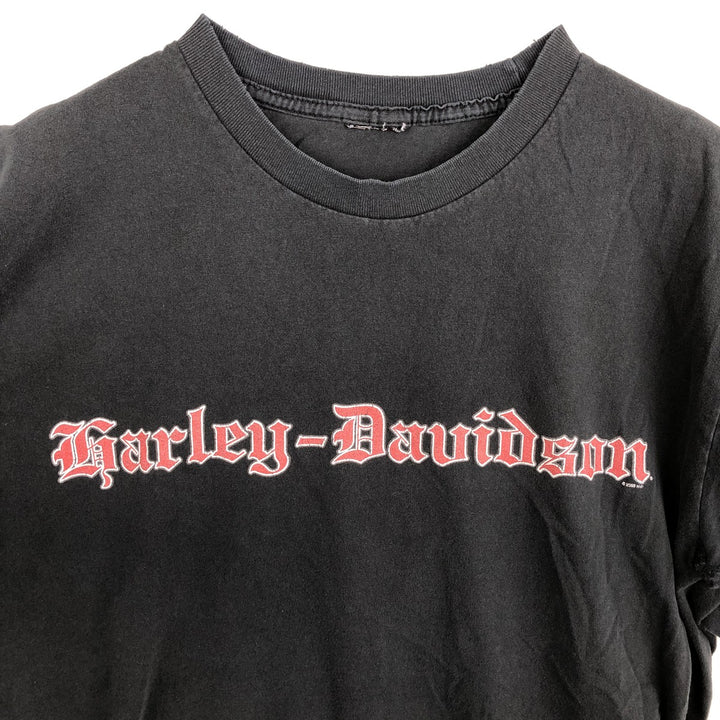 Harley-Davidson American flag pattern, eagle pattern, fire pattern motorcycle bike t-shirt, men's size M equivalent. unclear black type Vintage Second Hand