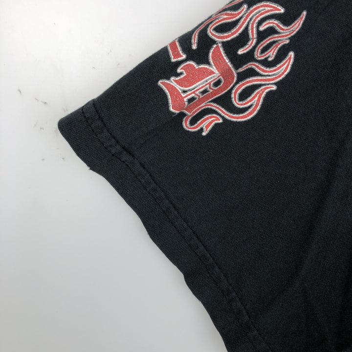 Harley-Davidson American flag pattern, eagle pattern, fire pattern motorcycle bike t-shirt, men's size M equivalent. unclear black type Vintage Second Hand
