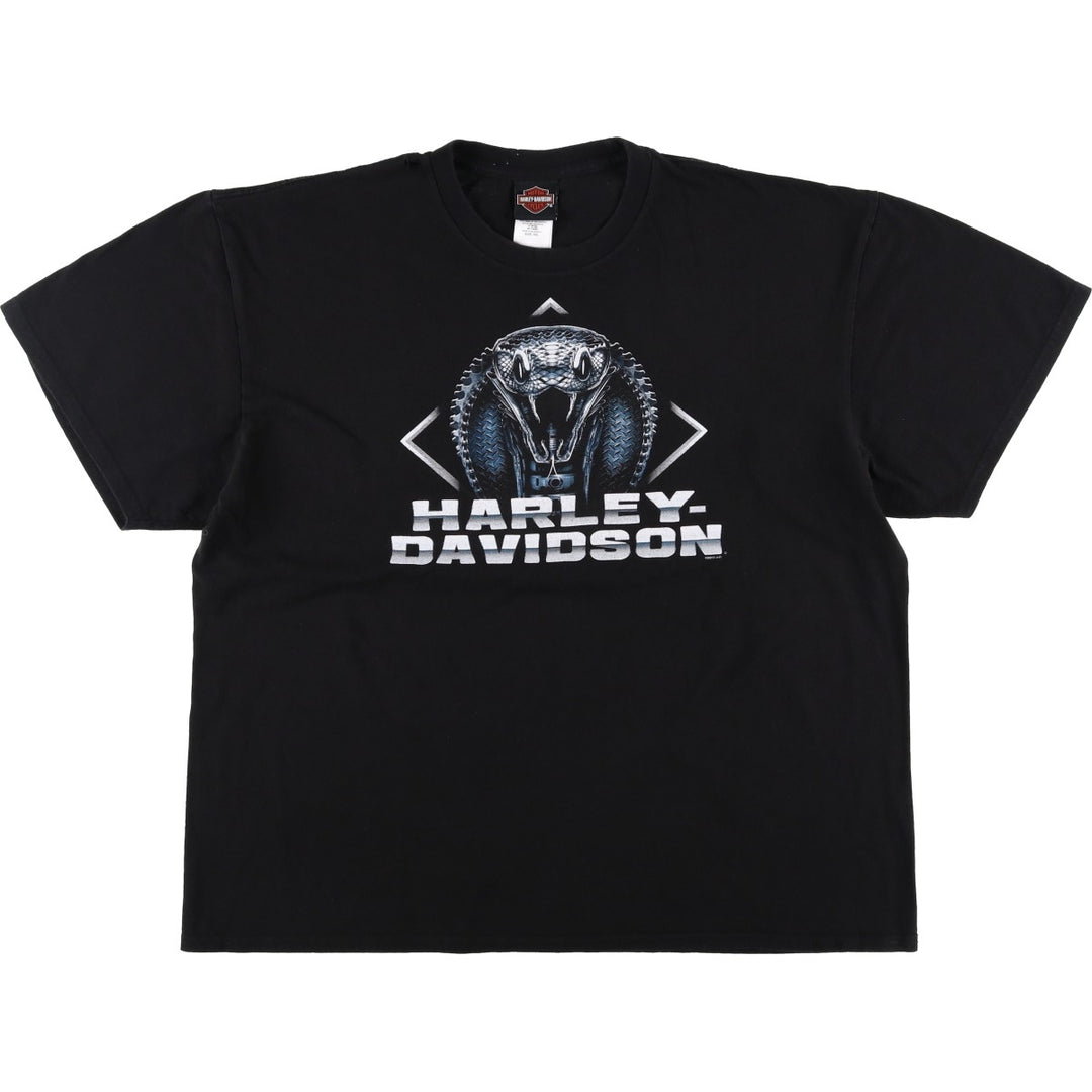 Harley-Davidson Snake Pattern Python Pattern Motorcycle Bike T-shirt Men's XXL cotton black type Vintage Second Hand