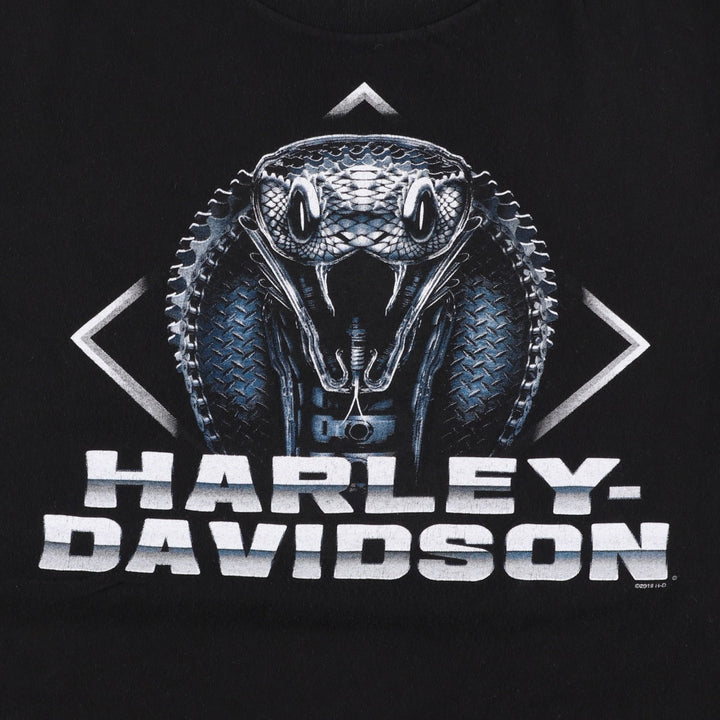 Harley-Davidson Snake Pattern Python Pattern Motorcycle Bike T-shirt Men's XXL cotton black type Vintage Second Hand
