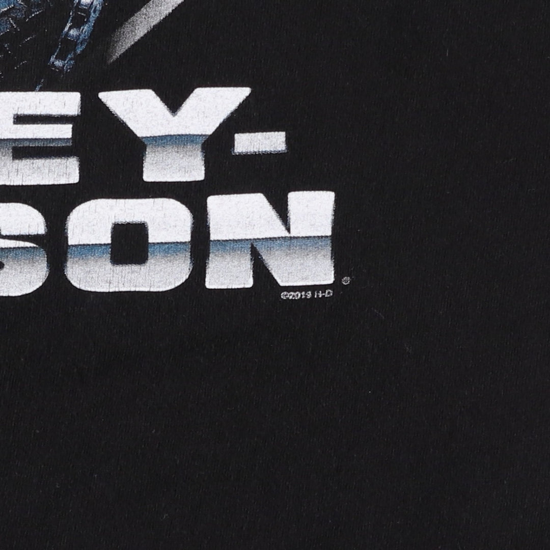 Harley-Davidson Snake Pattern Python Pattern Motorcycle Bike T-shirt Men's XXL cotton black type Vintage Second Hand