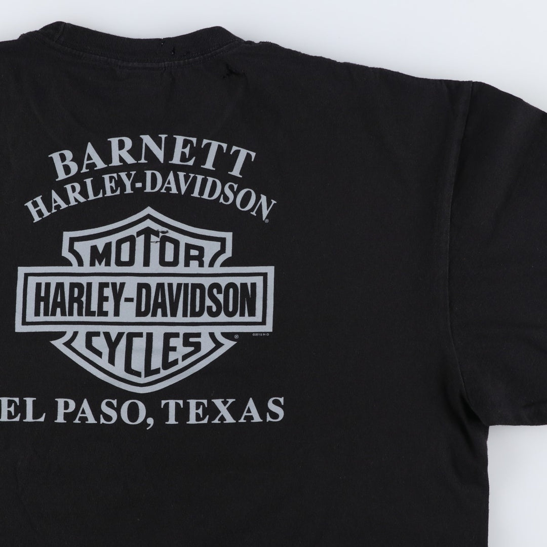 Harley-Davidson Snake Pattern Python Pattern Motorcycle Bike T-shirt Men's XXL cotton black type Vintage Second Hand