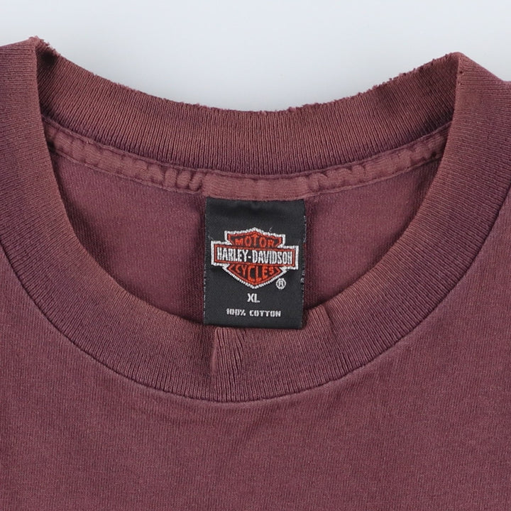 90'S Harley-Davidson Motorcycle Bike T-shirt Made in USA Men's XL Vintage cotton Purple type red-purple Vintage Second Hand