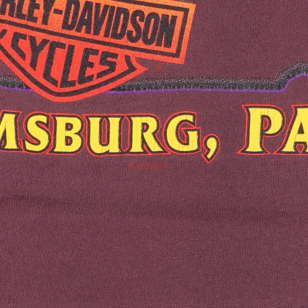 90'S Harley-Davidson Motorcycle Bike T-shirt Made in USA Men's XL Vintage cotton Purple type red-purple Vintage Second Hand