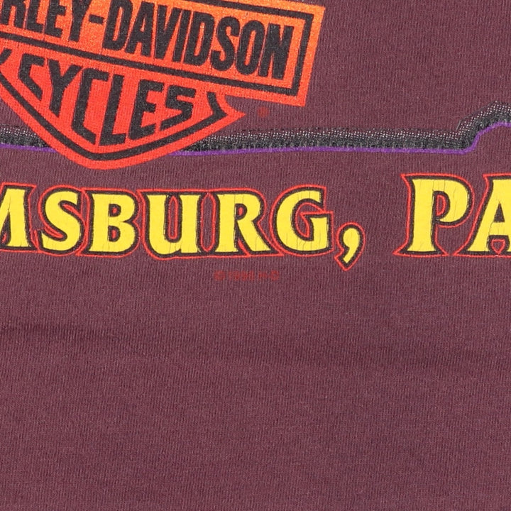 90'S Harley-Davidson Motorcycle Bike T-shirt Made in USA Men's XL Vintage cotton Purple type red-purple Vintage Second Hand