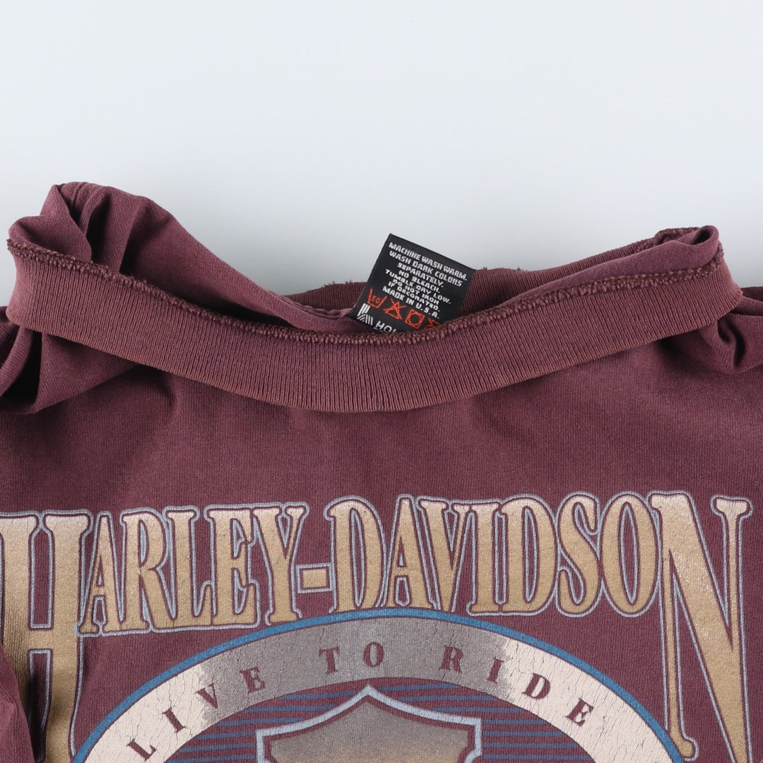 90'S Harley-Davidson Motorcycle Bike T-shirt Made in USA Men's XL Vintage cotton Purple type red-purple Vintage Second Hand
