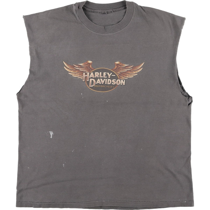 Harley-Davidson Sleeveless Motorcycle T-Shirt, Men's Size L (approx.) unclear gray type Vintage Second Hand
