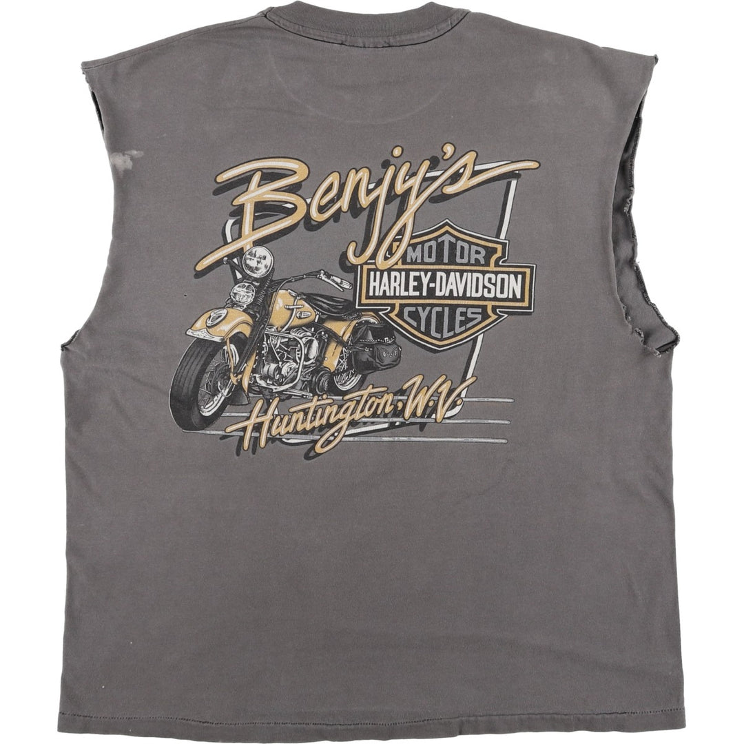 Harley-Davidson Sleeveless Motorcycle T-Shirt, Men's Size L (approx.) unclear gray type Vintage Second Hand