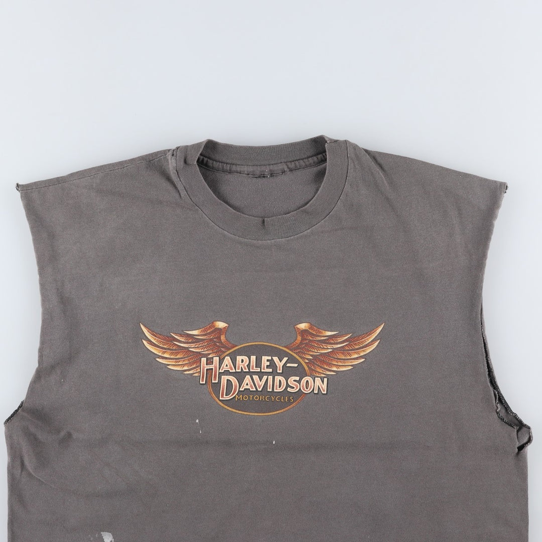 Harley-Davidson Sleeveless Motorcycle T-Shirt, Men's Size L (approx.) unclear gray type Vintage Second Hand