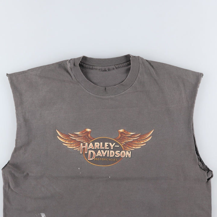Harley-Davidson Sleeveless Motorcycle T-Shirt, Men's Size L (approx.) unclear gray type Vintage Second Hand