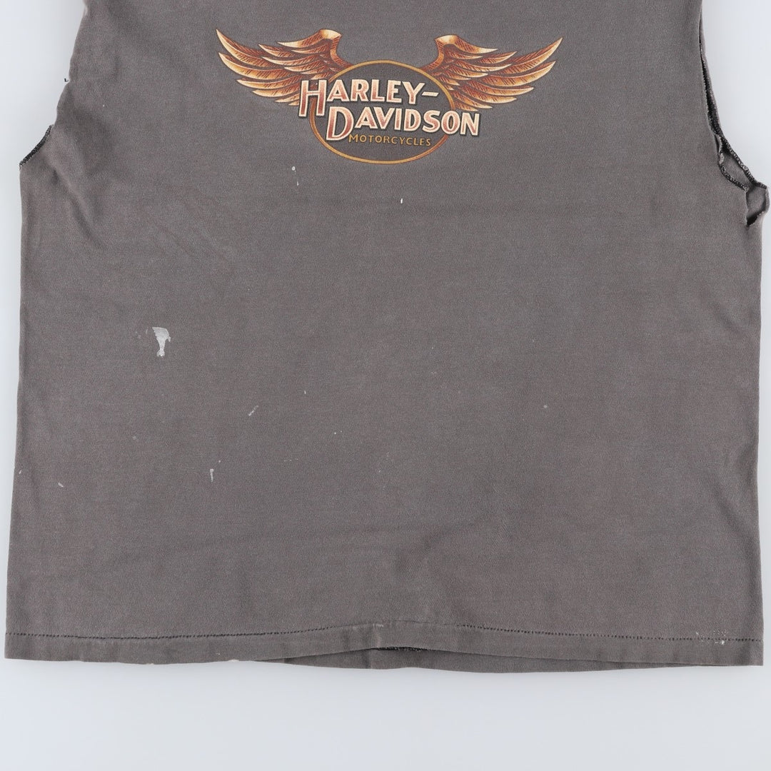 Harley-Davidson Sleeveless Motorcycle T-Shirt, Men's Size L (approx.) unclear gray type Vintage Second Hand