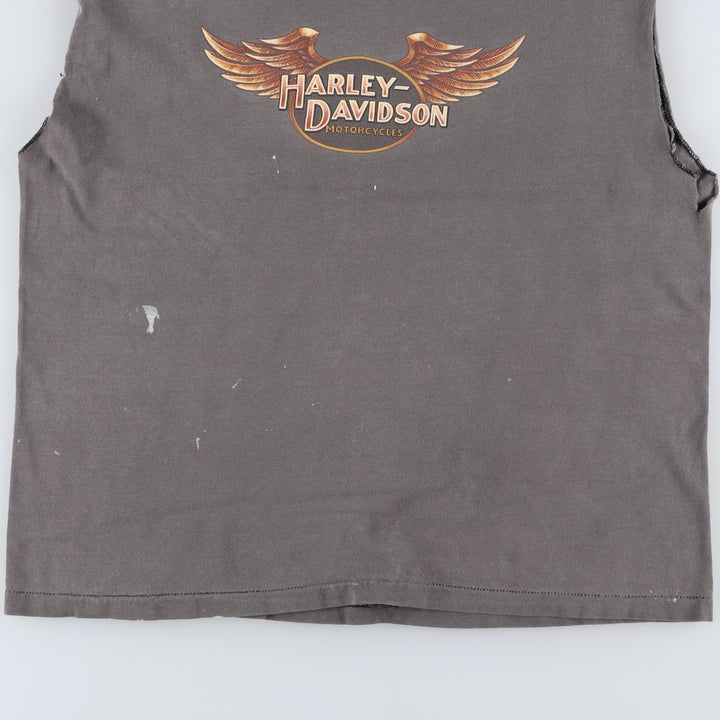 Harley-Davidson Sleeveless Motorcycle T-Shirt, Men's Size L (approx.) unclear gray type Vintage Second Hand